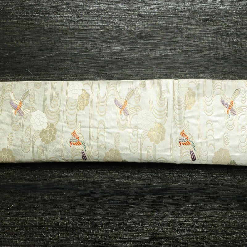袋帯 六通柄 フォーマル用 正絹 人物・動物柄 箔 金糸 帯 白_画像12