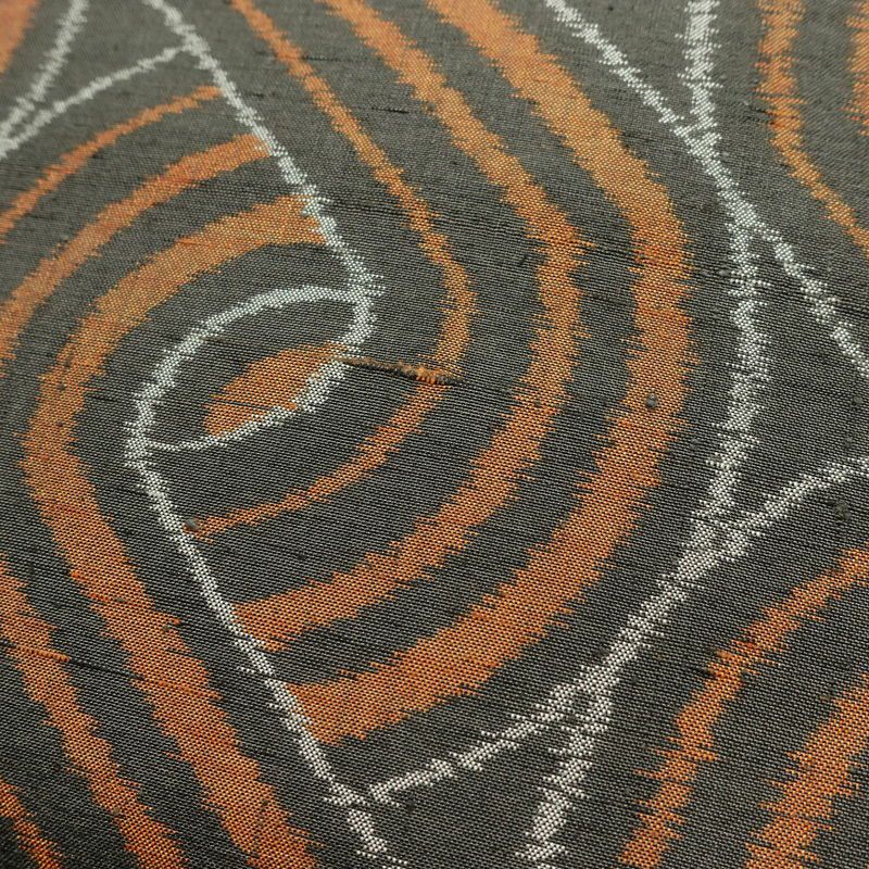 名古屋帯 全通柄 良品 正絹 幾何学柄・抽象柄 通し仕立て 帯 グレー_画像3