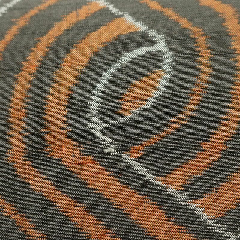 名古屋帯 全通柄 良品 正絹 幾何学柄・抽象柄 通し仕立て 帯 グレー_画像5