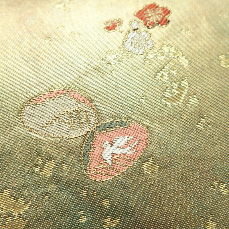 袋帯 六通柄 フォーマル用 正絹 箔 帯 緑・うぐいす色_画像6