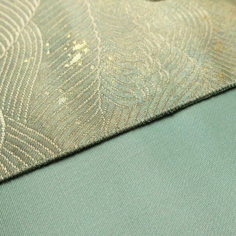 袋帯 六通柄 フォーマル用 正絹 箔 帯 緑・うぐいす色_画像11