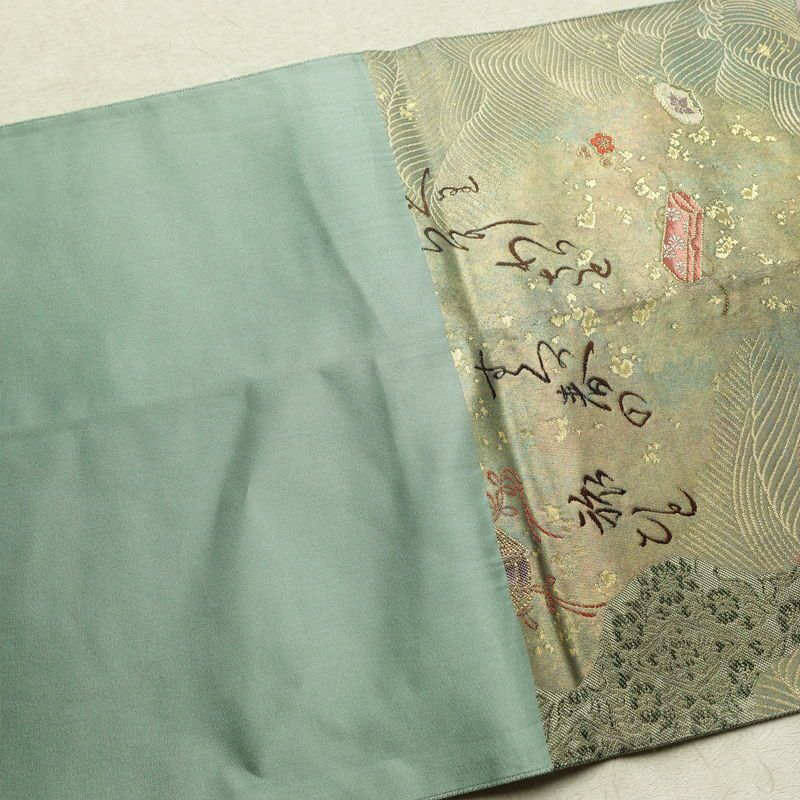 袋帯 六通柄 フォーマル用 正絹 箔 帯 緑・うぐいす色_画像15