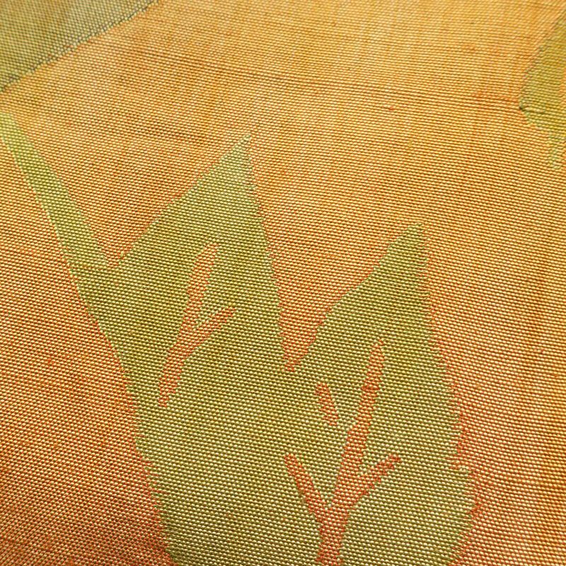 袋帯 紬地 六通柄 一般用 正絹 風景柄 帯 黄・黄土色_画像3