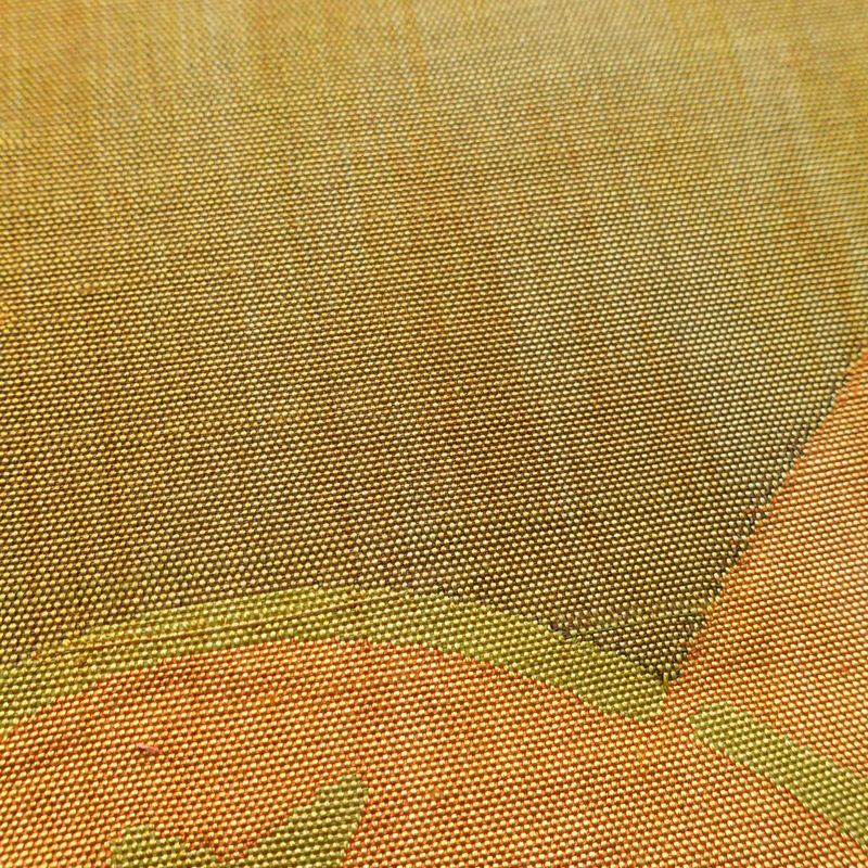 袋帯 紬地 六通柄 一般用 正絹 風景柄 帯 黄・黄土色_画像5