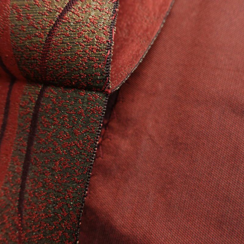 名古屋帯 六通柄 正絹 花柄 名古屋仕立て 帯 小豆・エンジ_画像20