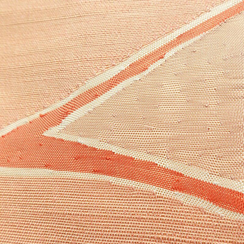 名古屋帯 太鼓柄 正絹 木の葉・植物柄 名古屋仕立て 帯 ピンク_画像6