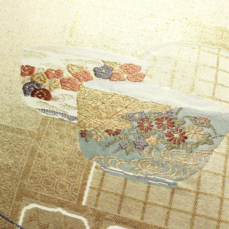 名古屋帯 太鼓柄 正絹 その他の柄 名古屋仕立て 箔 刺繍 金通し 帯 金・銀_画像3
