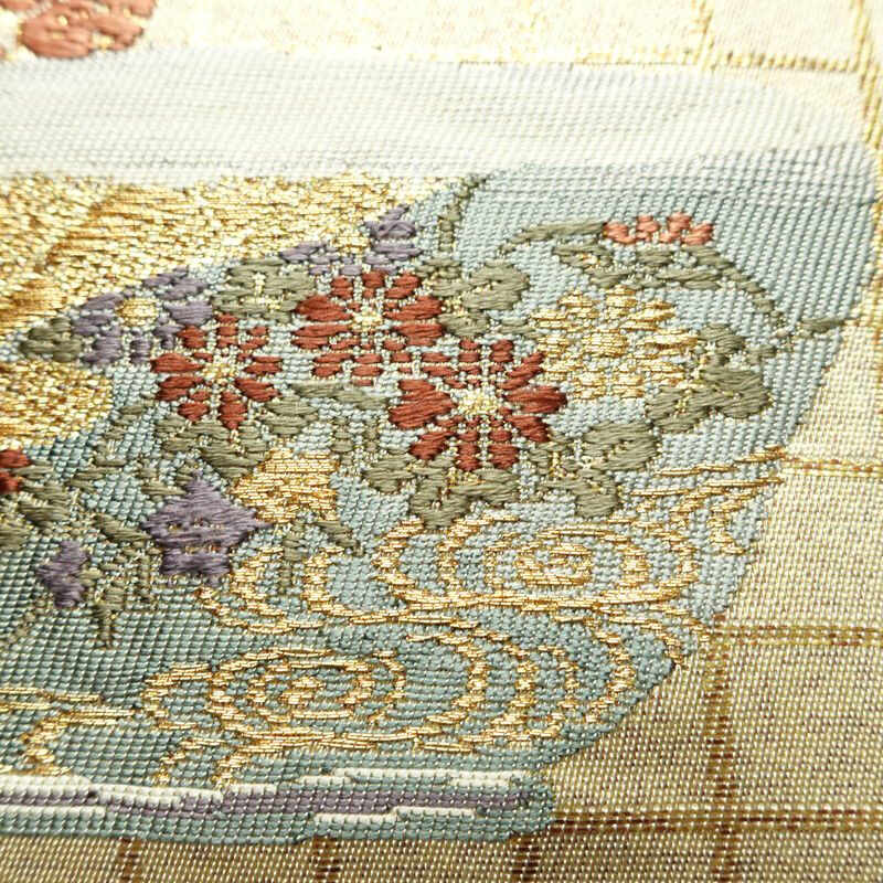 名古屋帯 太鼓柄 正絹 その他の柄 名古屋仕立て 箔 刺繍 金通し 帯 金・銀_画像4