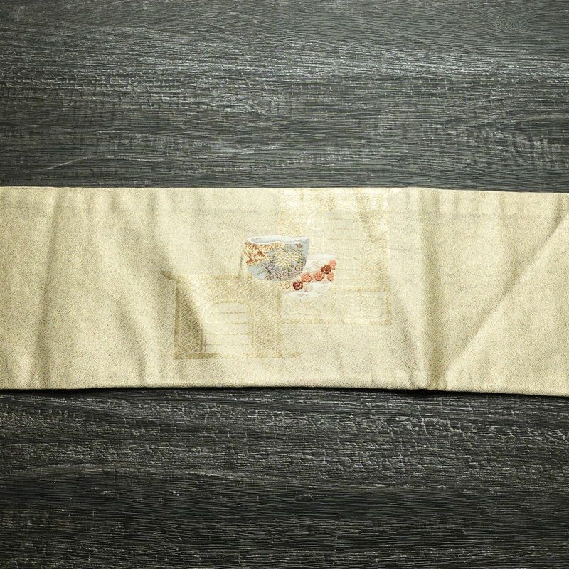 名古屋帯 太鼓柄 正絹 その他の柄 名古屋仕立て 箔 刺繍 金通し 帯 金・銀_画像14