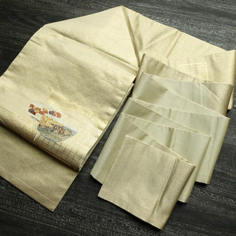 名古屋帯 太鼓柄 正絹 その他の柄 名古屋仕立て 箔 刺繍 金通し 帯 金・銀_画像17