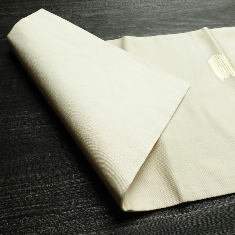 名古屋帯 太鼓柄 正絹 花柄 名古屋仕立て 箔 帯 クリーム_画像10