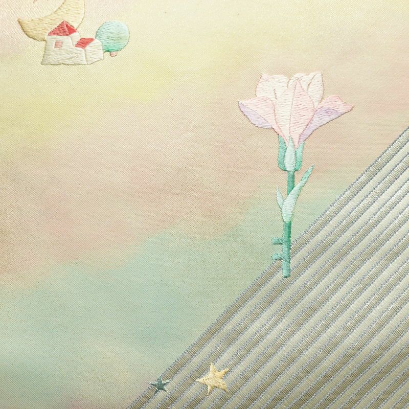 名古屋帯 太鼓柄 正絹 花柄 名古屋仕立て 箔 刺繍 帯 ファンシー 多色使い_画像2