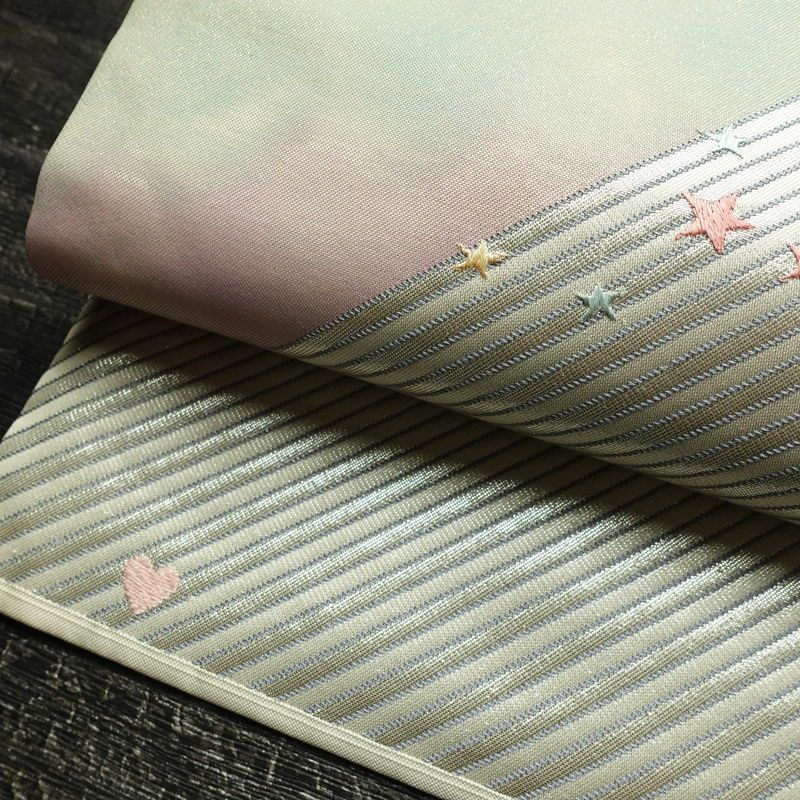 名古屋帯 太鼓柄 正絹 花柄 名古屋仕立て 箔 刺繍 帯 ファンシー 多色使い_画像7