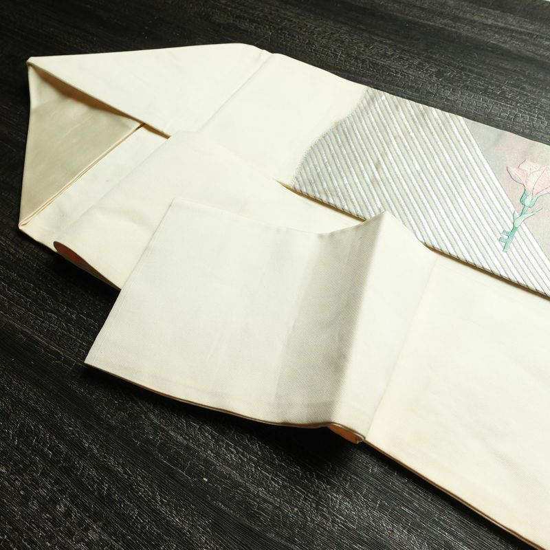 名古屋帯 太鼓柄 正絹 花柄 名古屋仕立て 箔 刺繍 帯 ファンシー 多色使い_画像21
