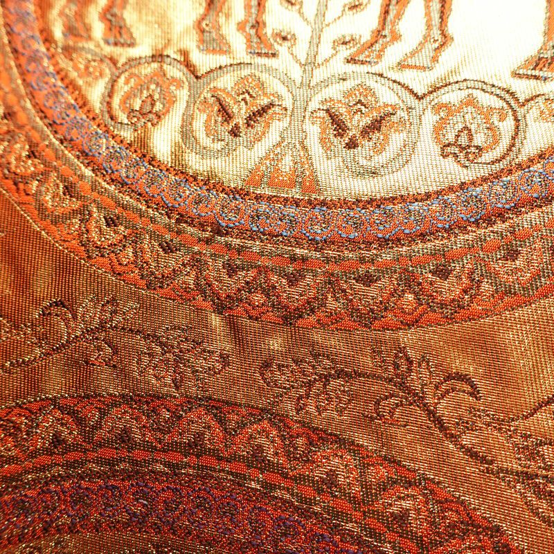 袋帯 六通柄 純金箔 24K フォーマル用 正絹 幾何学柄・抽象柄 箔 帯 橙_画像5