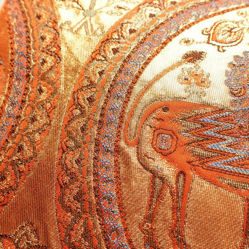 袋帯 六通柄 純金箔 24K フォーマル用 正絹 幾何学柄・抽象柄 箔 帯 橙_画像6