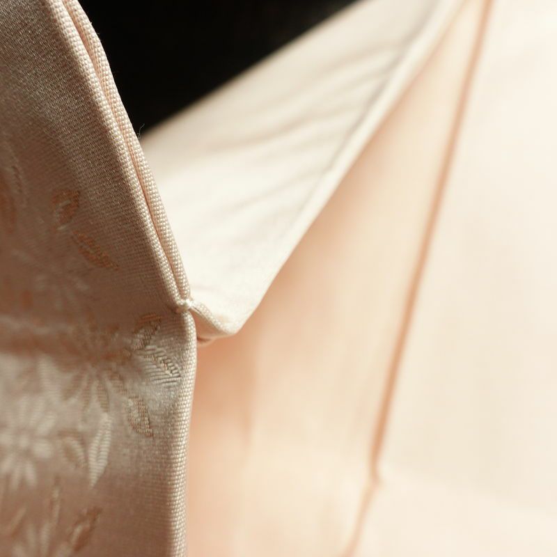 名古屋帯 六通柄 美品 しつけ糸付き 正絹 花柄 名古屋仕立て 箔 帯 椿 ピンク_画像20