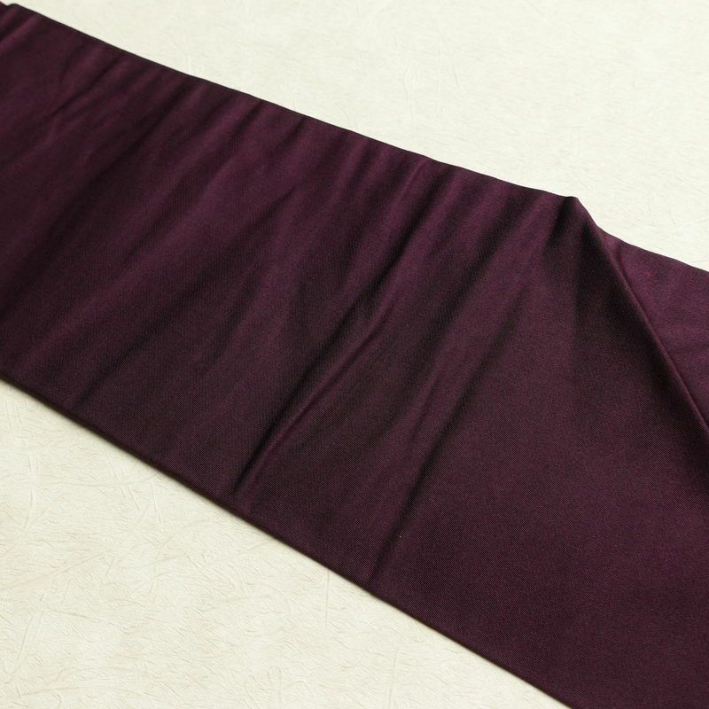 名古屋帯 太鼓柄 正絹 木の葉・植物柄 名古屋仕立て 箔 金糸 帯 紫・藤色_画像14