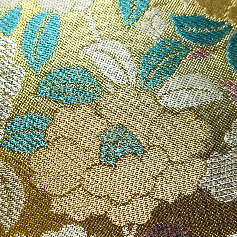 袋帯 六通柄 良品 フォーマル用 正絹 花柄 箔 帯 多色使い_画像3