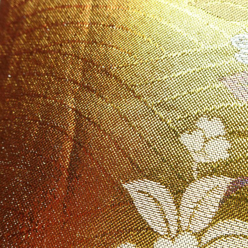 袋帯 六通柄 良品 フォーマル用 正絹 花柄 箔 帯 多色使い_画像6