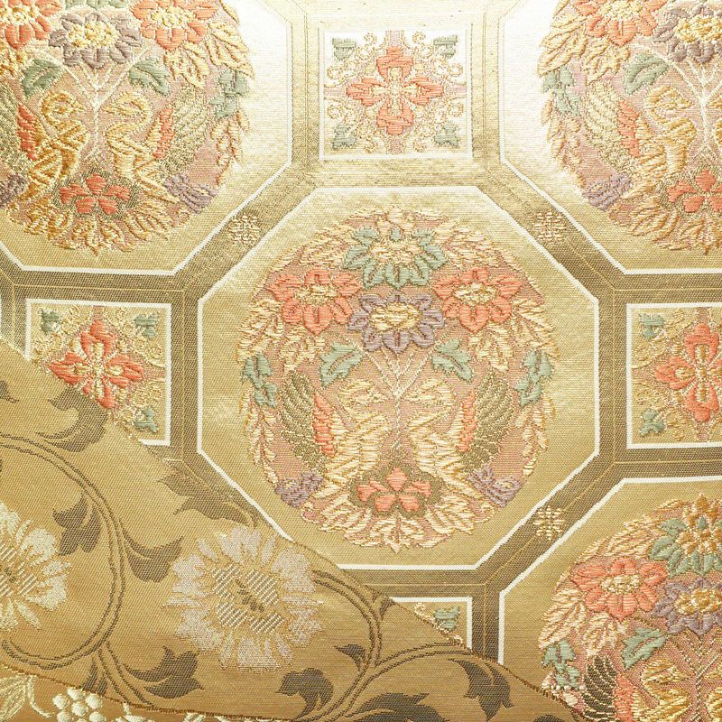 袋帯 金彩正倉院 六通柄 良品 フォーマル用 正絹 幾何学柄・抽象柄 箔 帯 金・銀_画像2