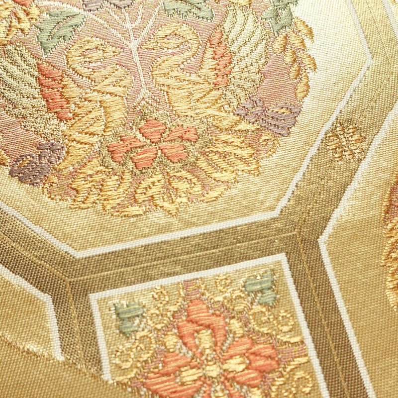 袋帯 金彩正倉院 六通柄 良品 フォーマル用 正絹 幾何学柄・抽象柄 箔 帯 金・銀_画像6