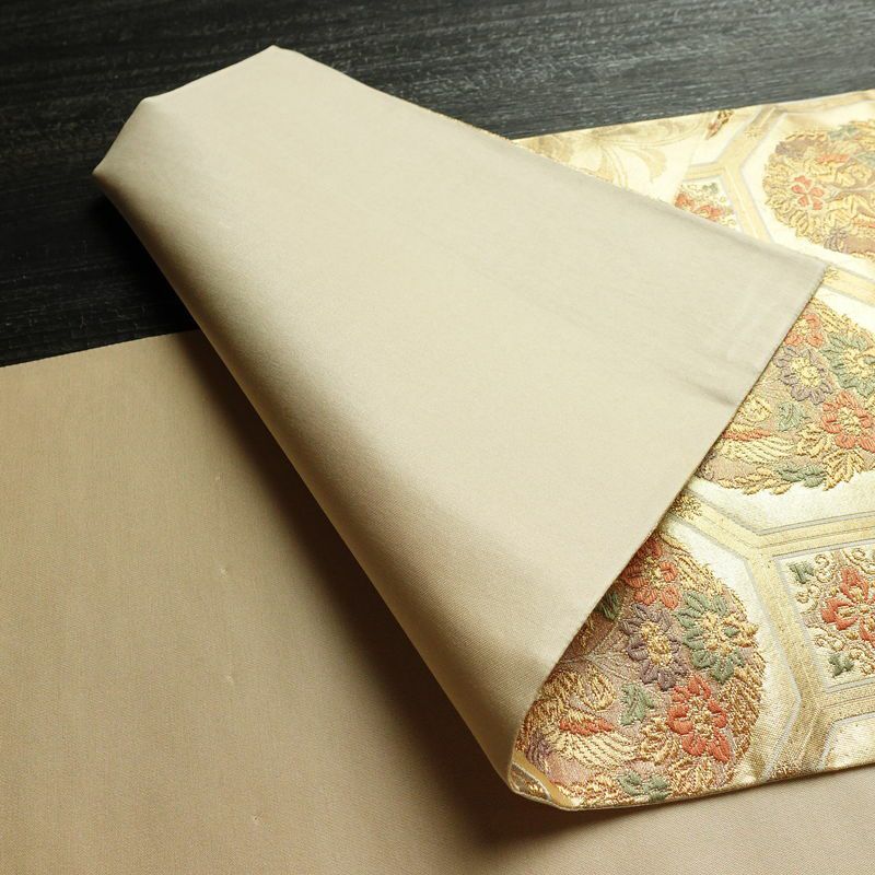 袋帯 金彩正倉院 六通柄 良品 フォーマル用 正絹 幾何学柄・抽象柄 箔 帯 金・銀_画像9