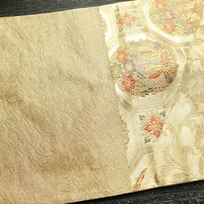 袋帯 金彩正倉院 六通柄 良品 フォーマル用 正絹 幾何学柄・抽象柄 箔 帯 金・銀_画像16