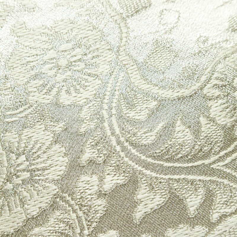 袋帯 未仕立て 佐賀つづれ織 六通柄 フォーマル用 正絹 木の葉・植物柄 銀糸 帯 金・銀_画像3