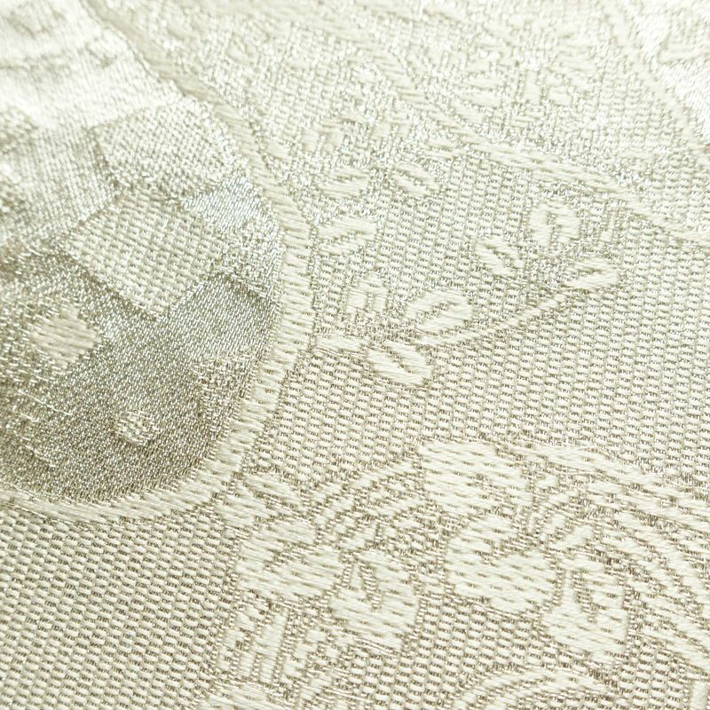 袋帯 未仕立て 佐賀つづれ織 六通柄 フォーマル用 正絹 木の葉・植物柄 銀糸 帯 金・銀_画像6