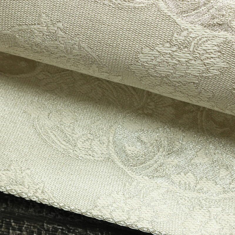 袋帯 未仕立て 佐賀つづれ織 六通柄 フォーマル用 正絹 木の葉・植物柄 銀糸 帯 金・銀_画像7