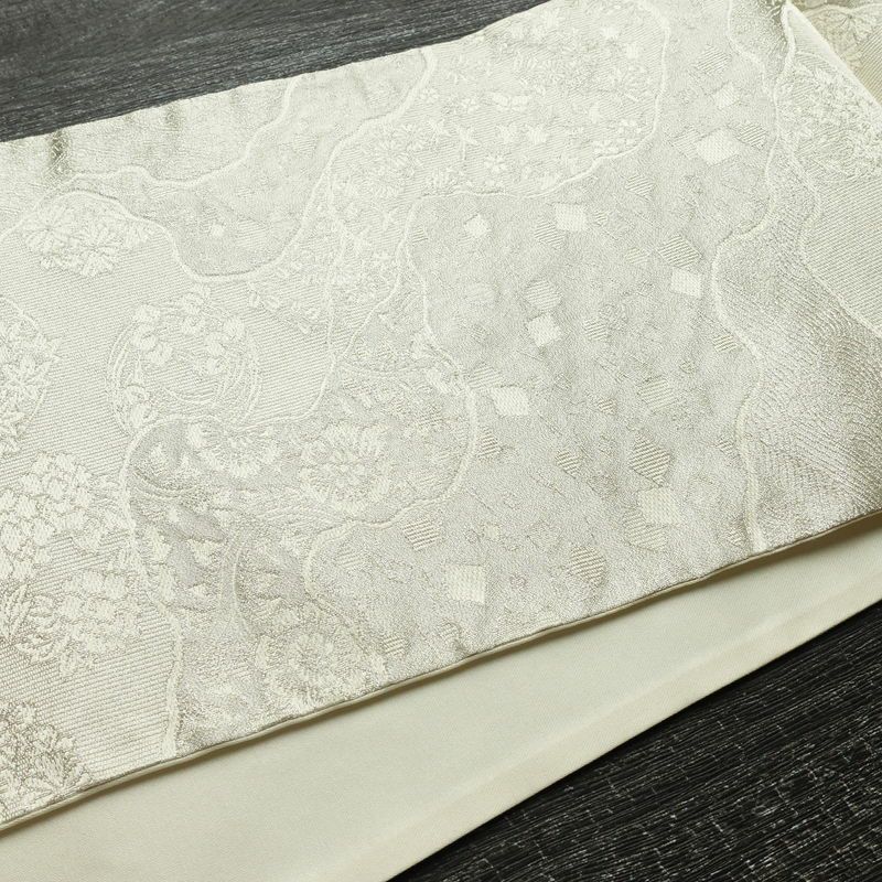 袋帯 未仕立て 佐賀つづれ織 六通柄 フォーマル用 正絹 木の葉・植物柄 銀糸 帯 金・銀_画像11