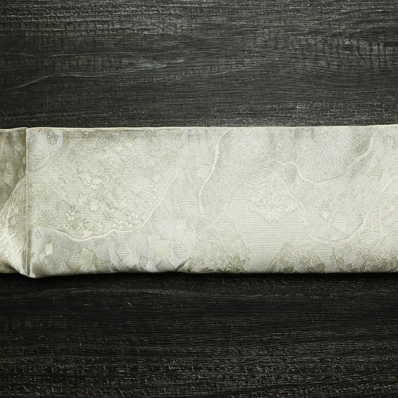 袋帯 未仕立て 佐賀つづれ織 六通柄 フォーマル用 正絹 木の葉・植物柄 銀糸 帯 金・銀_画像14
