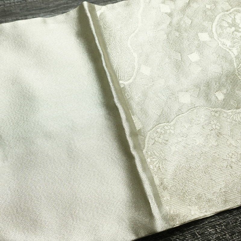 袋帯 未仕立て 佐賀つづれ織 六通柄 フォーマル用 正絹 木の葉・植物柄 銀糸 帯 金・銀_画像16