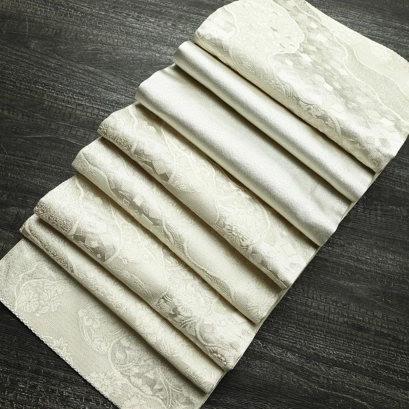 袋帯 未仕立て 佐賀つづれ織 六通柄 フォーマル用 正絹 木の葉・植物柄 銀糸 帯 金・銀_画像20