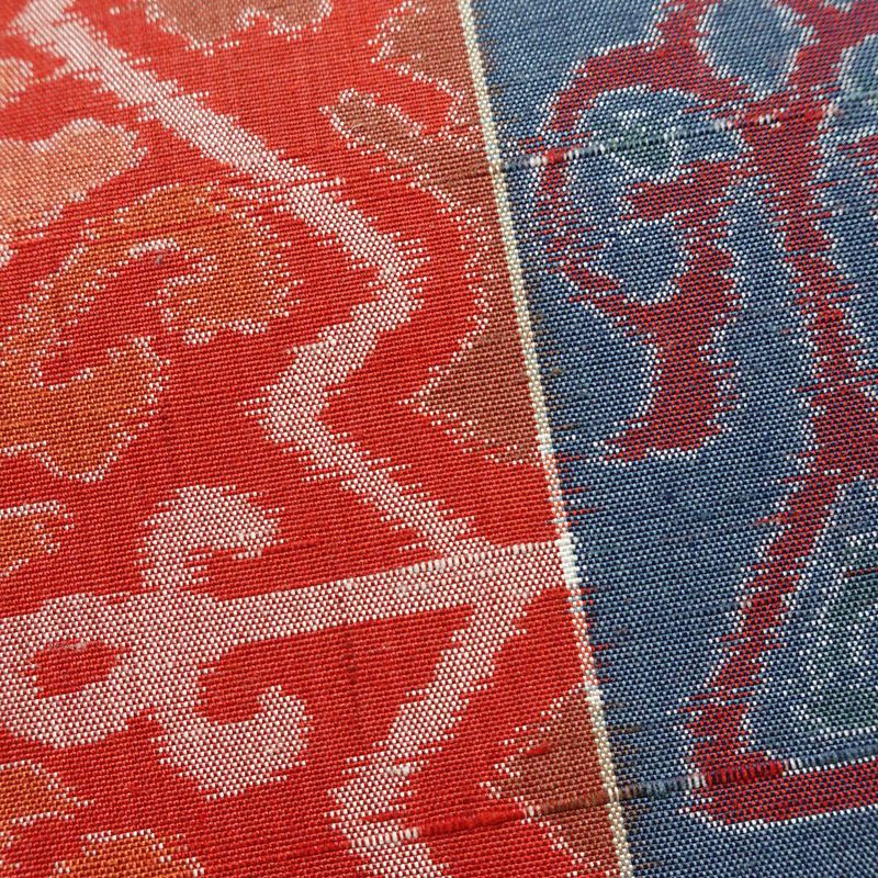 袋帯 全通柄 良品 一般用 正絹 幾何学柄・抽象柄 帯 青・紺_画像4