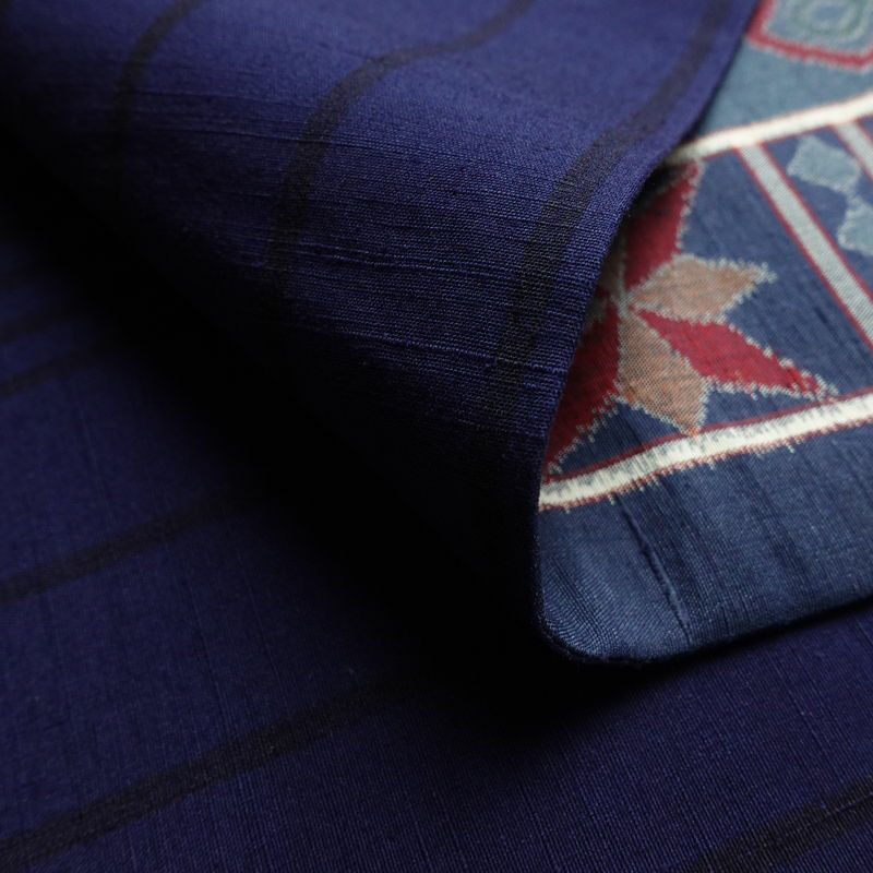 袋帯 全通柄 良品 一般用 正絹 幾何学柄・抽象柄 帯 青・紺_画像10