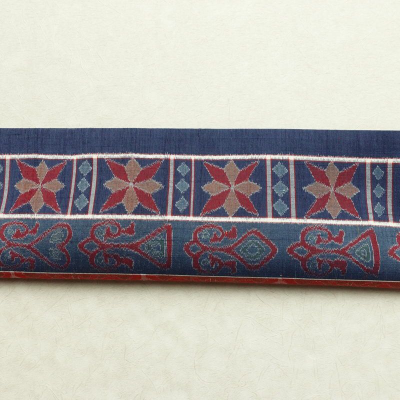 袋帯 全通柄 良品 一般用 正絹 幾何学柄・抽象柄 帯 青・紺_画像15