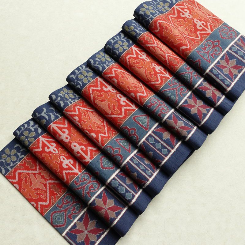 袋帯 全通柄 良品 一般用 正絹 幾何学柄・抽象柄 帯 青・紺_画像17