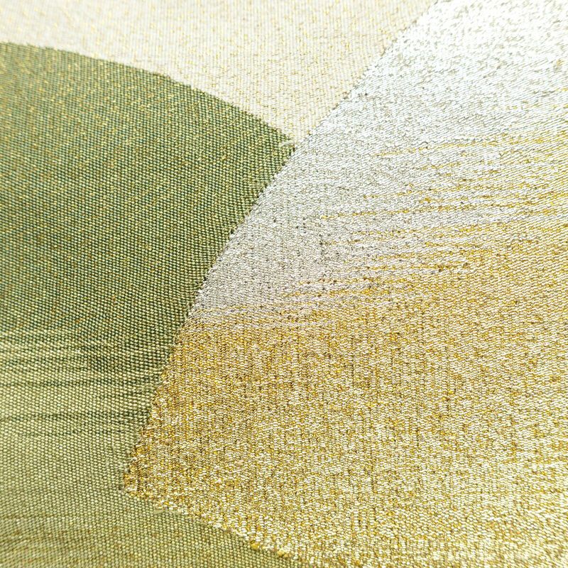 袋帯 太鼓柄 フォーマル用 正絹 古典柄 箔 金通し 帯 扇面 クリーム_画像7