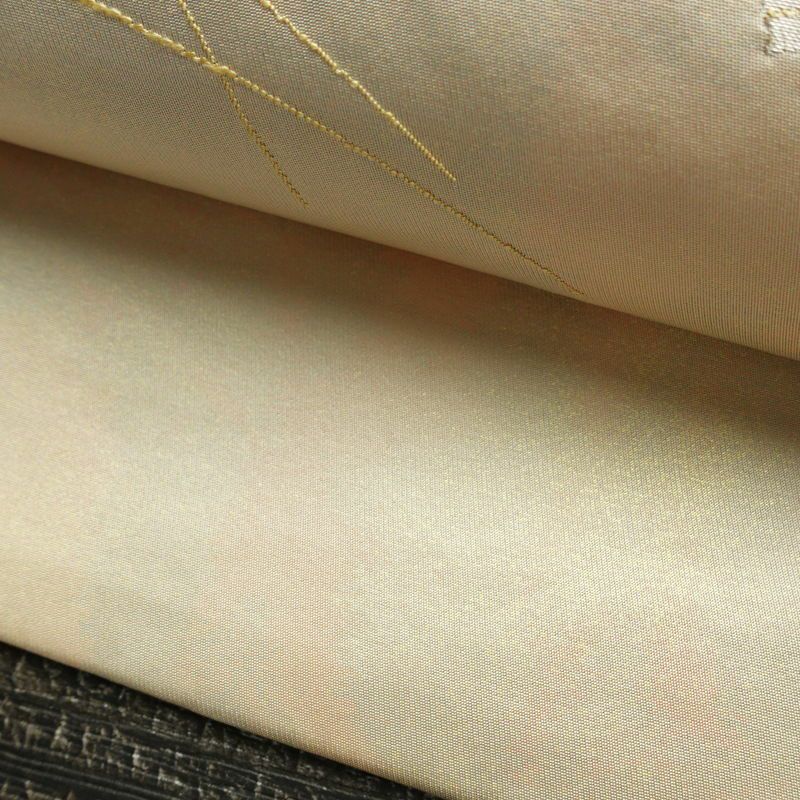 名古屋帯 太鼓柄 正絹 人物・動物柄 名古屋仕立て 箔 帯 ベージュ_画像7