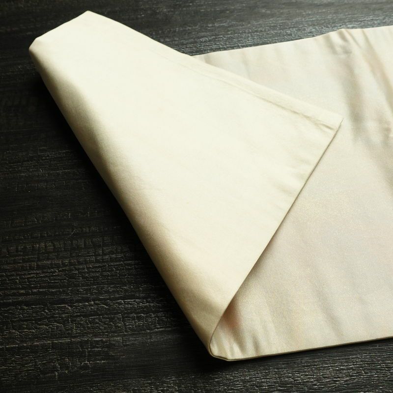 名古屋帯 太鼓柄 正絹 人物・動物柄 名古屋仕立て 箔 帯 ベージュ_画像9