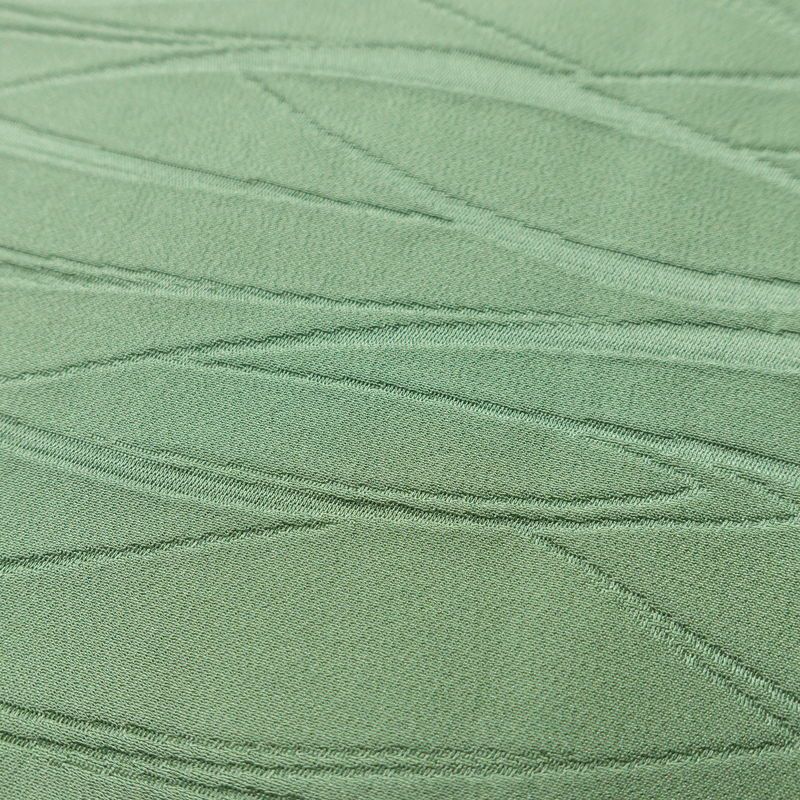 色無地 一つ紋付き 正絹 木の葉・植物柄 袷仕立て 身丈153cm 裄丈64.5cm 一部しつけ糸付き 着物 緑・うぐいす色_画像8