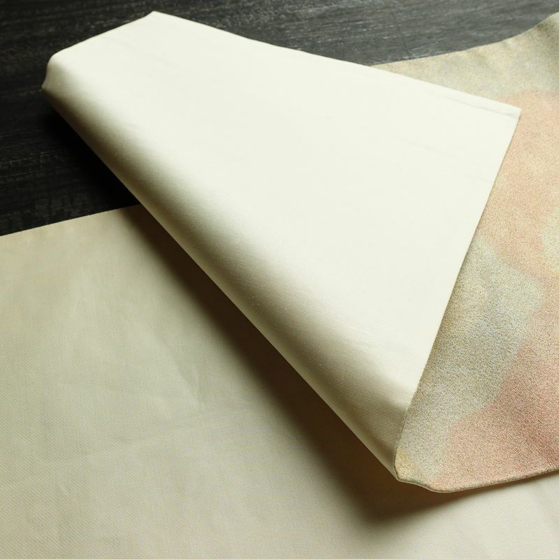 袋帯 全通柄 フォーマル用 正絹 幾何学柄・抽象柄 金通し 帯 ベージュ_画像9