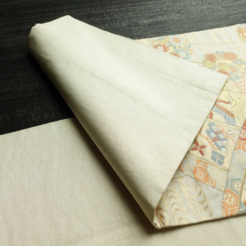 袋帯 六通柄 フォーマル用 正絹 古典柄 箔 帯 クリーム_画像9