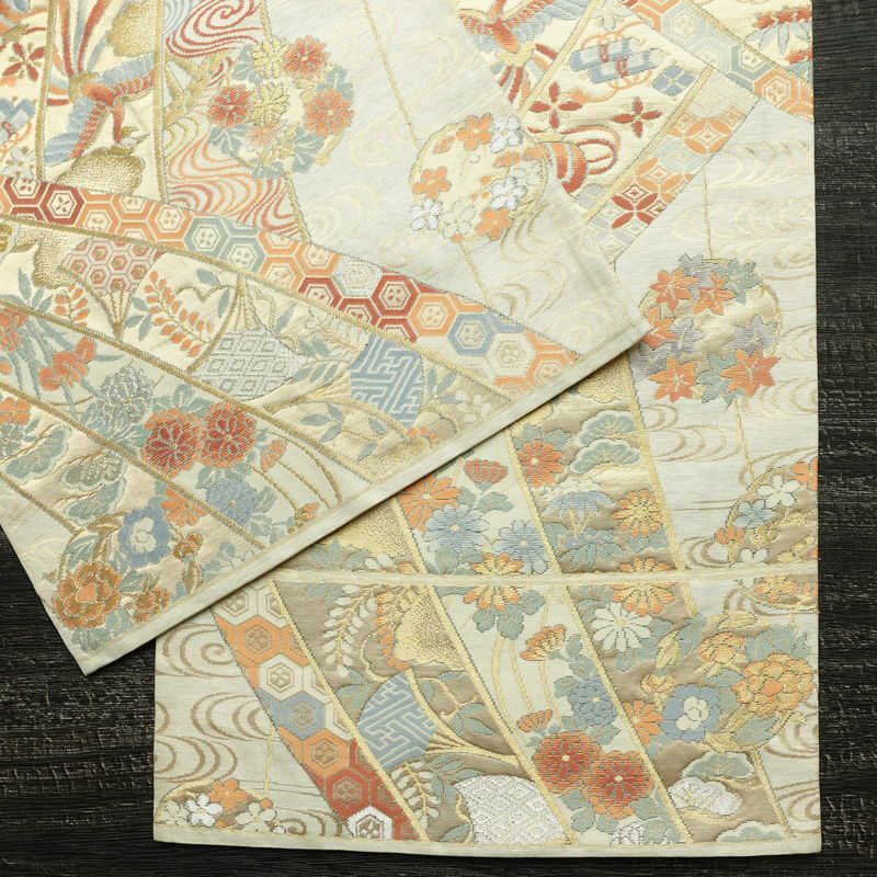 袋帯 六通柄 フォーマル用 正絹 古典柄 箔 帯 クリーム_画像13