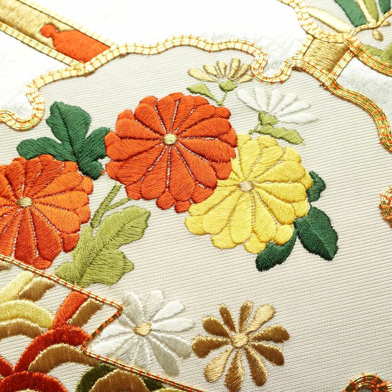 袋帯 太鼓柄 金駒刺繍 フォーマル用 正絹 人物・動物柄 花柄 箔 刺繍 金糸 帯 金・銀_画像7
