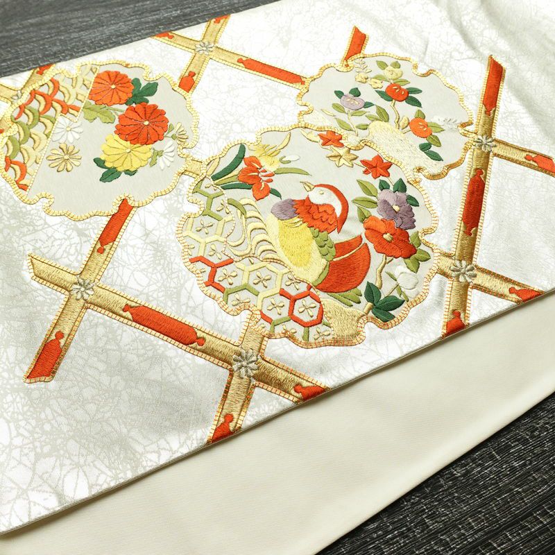袋帯 太鼓柄 金駒刺繍 フォーマル用 正絹 人物・動物柄 花柄 箔 刺繍 金糸 帯 金・銀_画像11