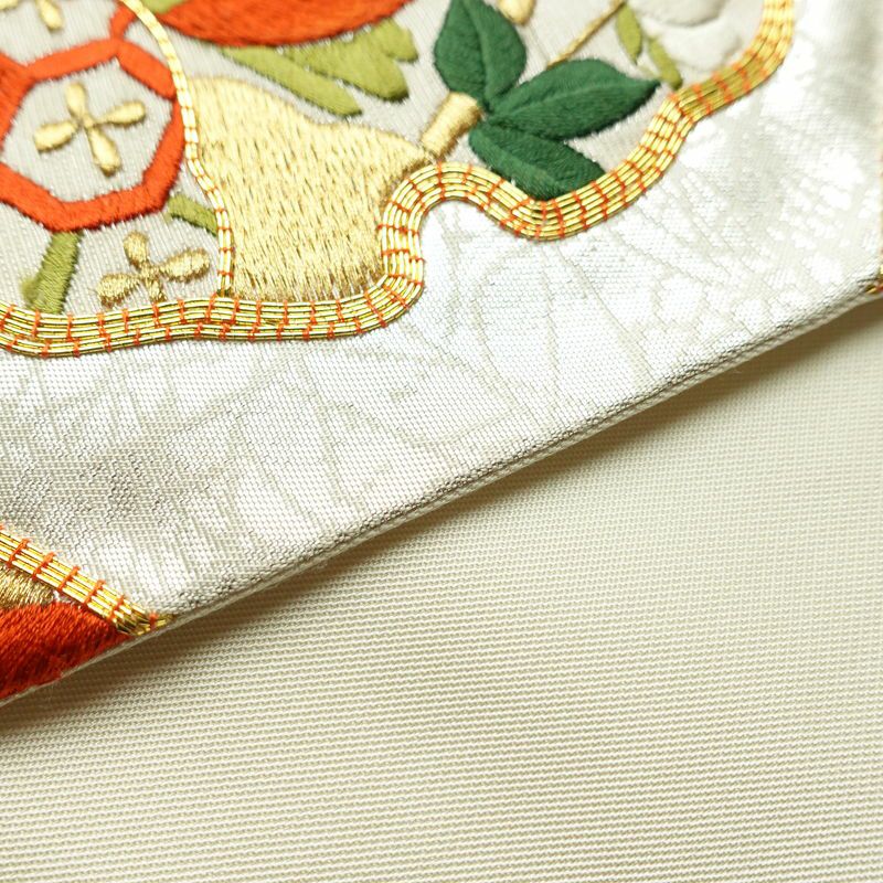 袋帯 太鼓柄 金駒刺繍 フォーマル用 正絹 人物・動物柄 花柄 箔 刺繍 金糸 帯 金・銀_画像12