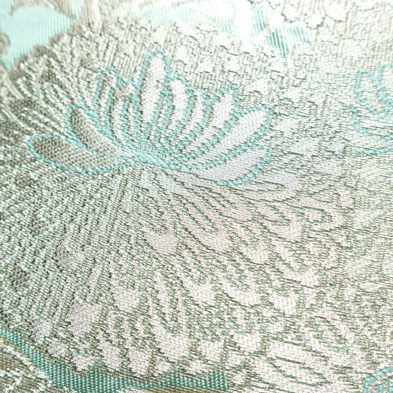 袋帯 六通柄 フォーマル用 正絹 菊 花柄 箔 帯 青・紺_画像3